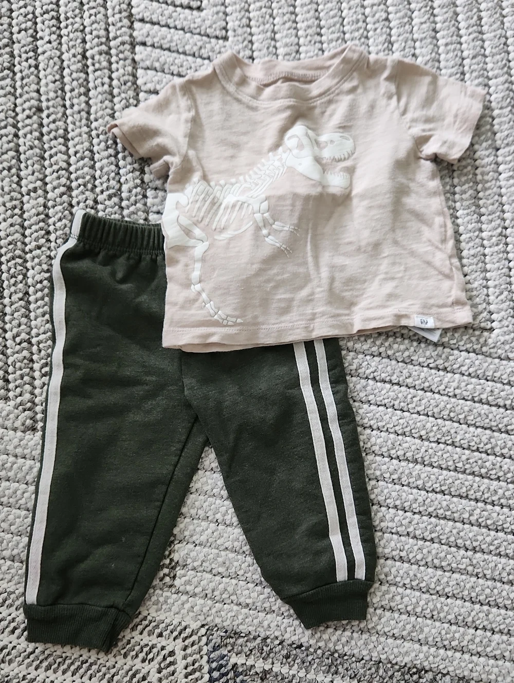 Olive Green Joggers & GAP Dinosaur Shirt - 12-18m